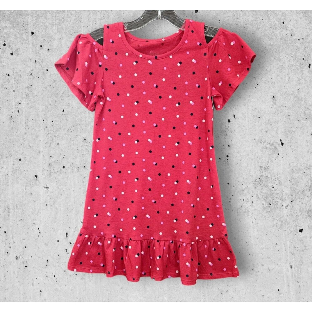 City Streets Girls Cold Shoulder Skirt Ruffle Polka Dot Red Dress Size Small